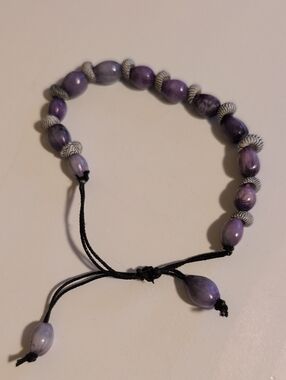 EUC Purple Beaded Adjustable Bracelet